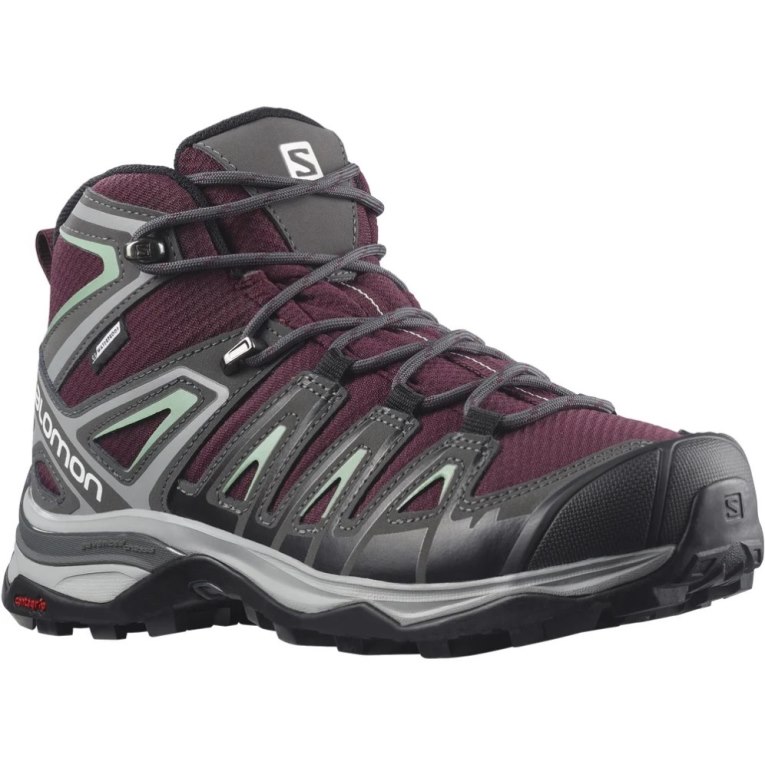 Burgundy / Dark Grey Salomon X Ultra Pioneer Mid CSWP Women's Hiking Boots | IE VO9375